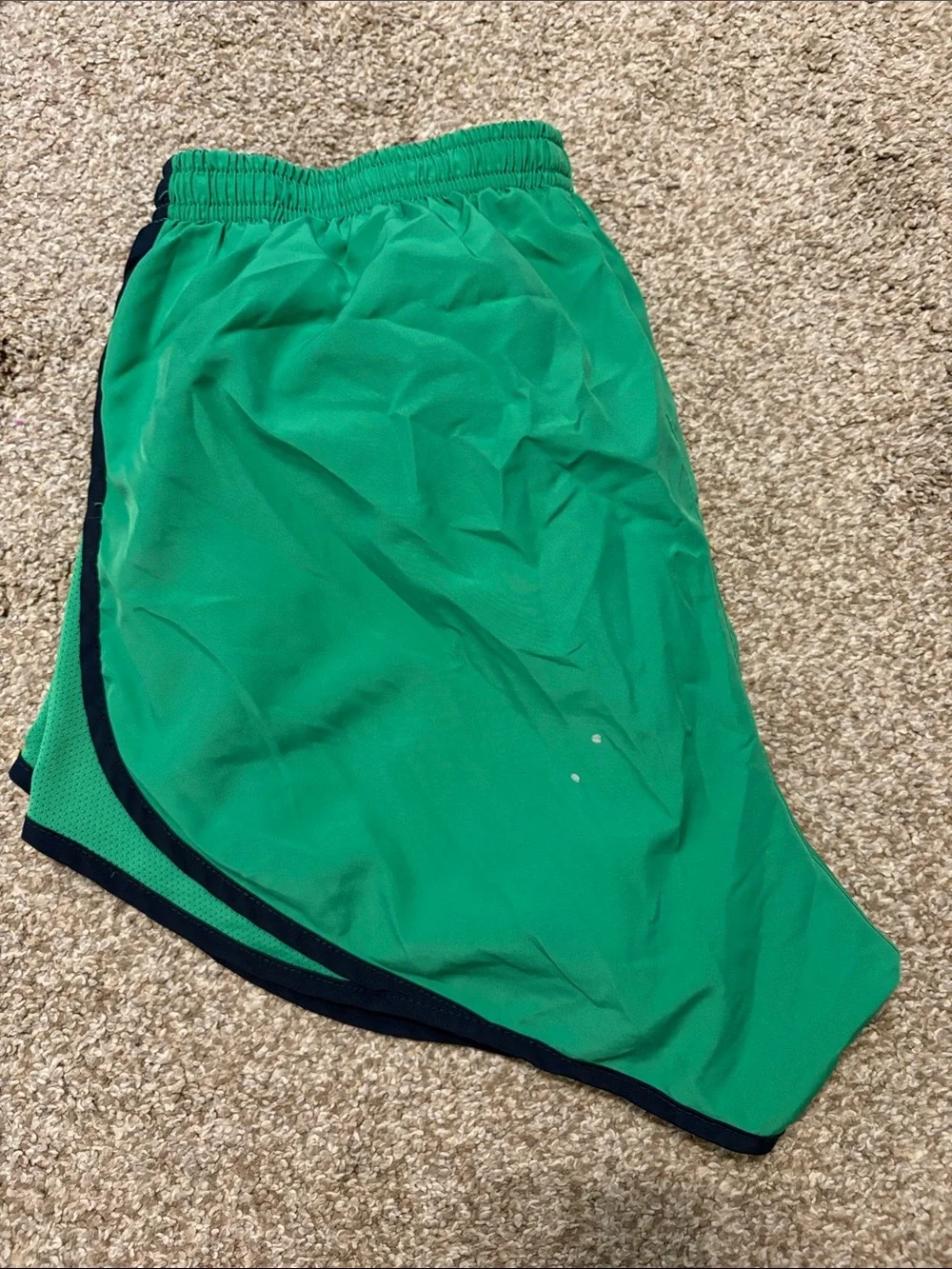 Nike Women's Green Running Shorts with Navy Trim